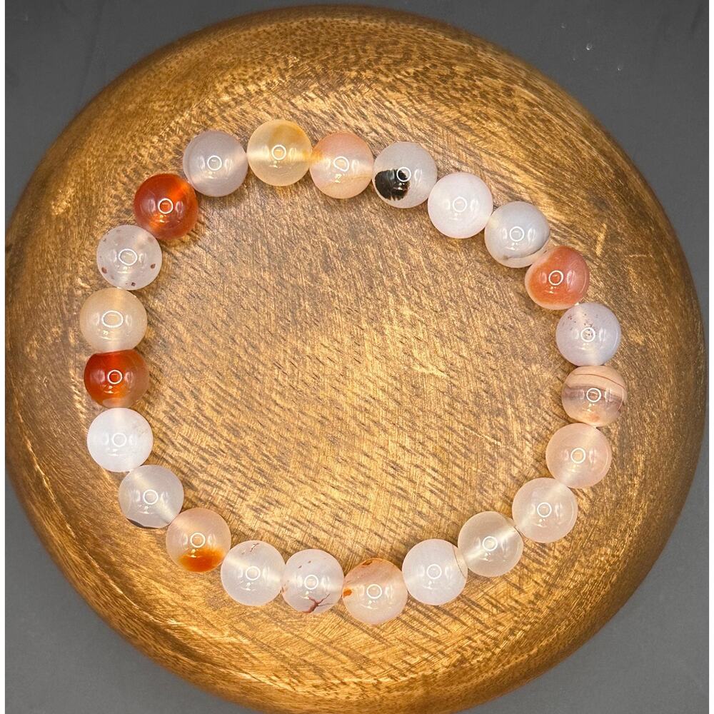 Pastel Agate 8mm Bracelet; Carnelian Agate